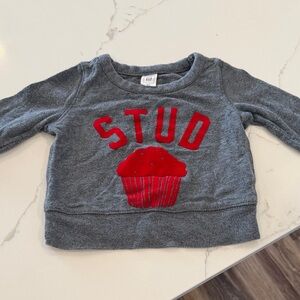 GAP Gray Sweatshirt with Red Cupcake Design